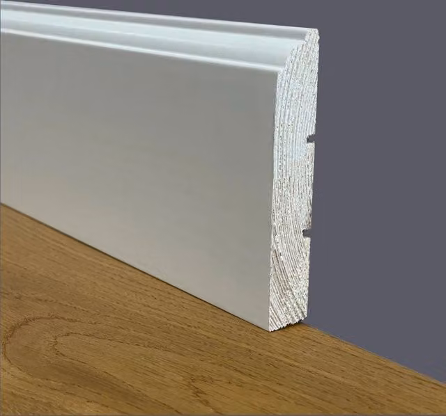 Battiscopa PREMIUM in legno massello modello FIRENZE di ETERNAL PARQUET, laccato bianco, 100 metri lineari, H: 9,1 cm, L: 1,5 cm