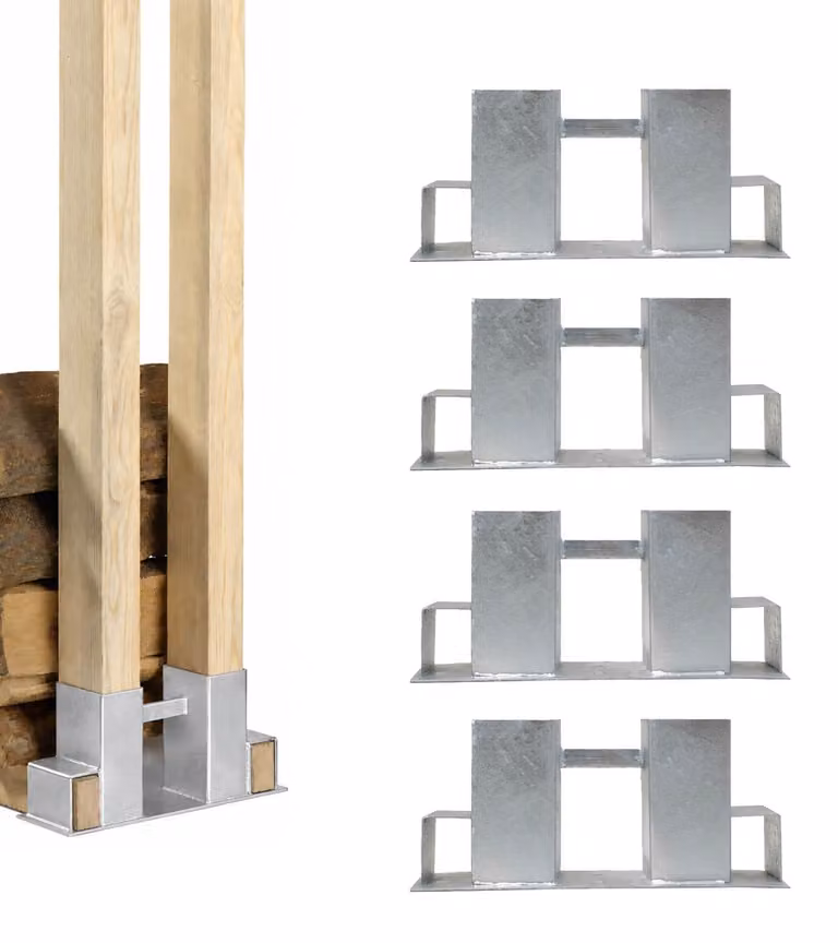 Set di 4 supporti per legna in acciaio zincato a caldo 34x10x15 cm Supporto per legna
