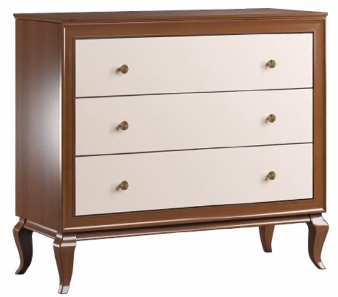 Casa Padrino cassettiera in legno massiccio Art Déco a 3 cassetti color testa di moro / crema 108,7 x 43,5 x h. 95,5 cm - Mobili Art Déco