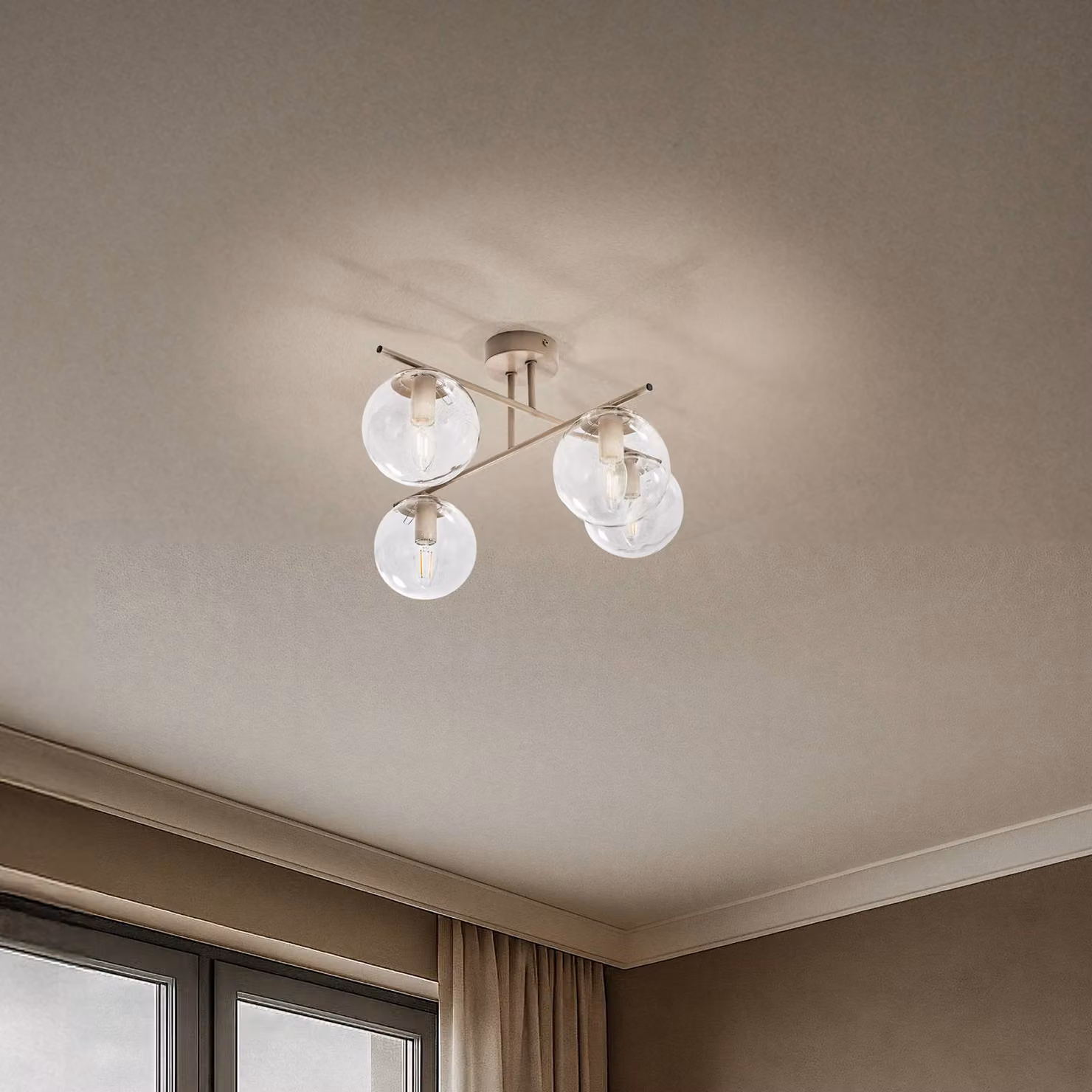 Plafoniera soffitto Zoe Domiluce, dimmerabile, Crema / Ambra, Soggiorno / Sala da pranzo, Metallo, Plafoniera