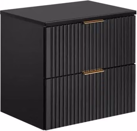 Mobile sottolavabo NOXERA 60 cm – Nero opaco – 2 cassetti + piano per lavabo