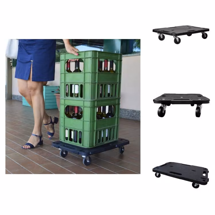 vidaXL Carrello da trasporto nero 58x38x12 cm PP - Carrelli e carrelli manuali