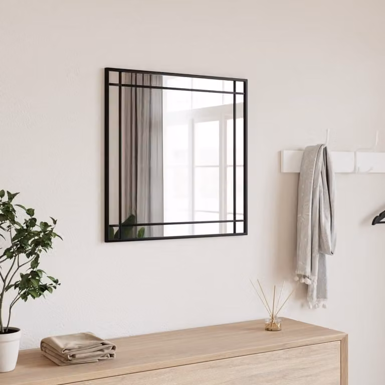 Specchio da parete quadrato vidaXL in metallo e vetro nero L 50 cm x H 50 cm