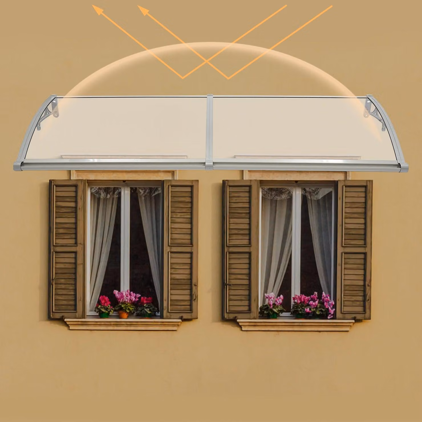 Copertura trasparente a forma di arco - Tenda da sole - Copertura per tetto - Tenda per terrazza - Protezione per balcone
