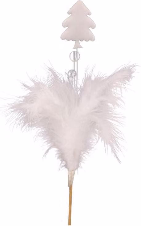 Albero di Natale decorativo bianco con piume - Picche 15 cm