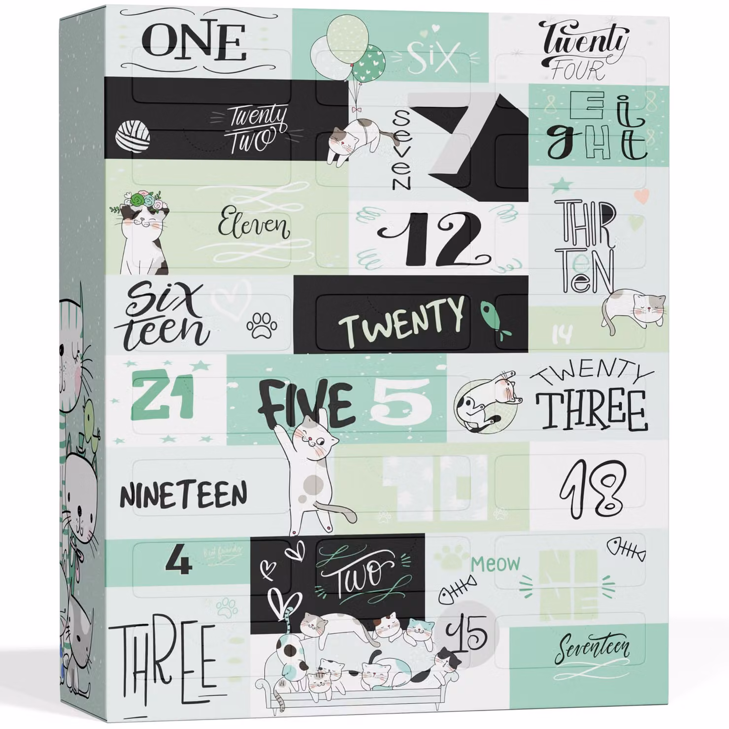 BOXILAND® calendario avvento gatto 2026, 24 snack gatto, premi, 16 varietà