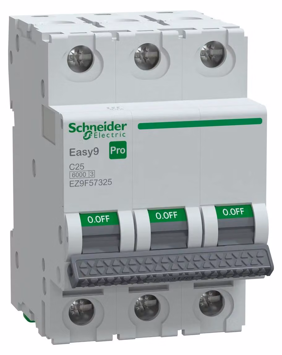 Interruttore automatico EZ9F, serie C, 25A, 3 poli, 3 moduli, 6kA, Easy 9 PRO