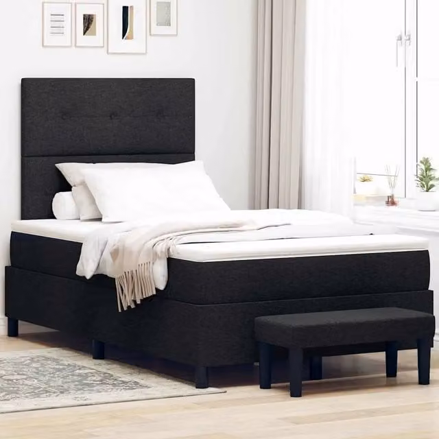 Letto ibrido con molle a sacchetto vidaXL in tessuto nero L 120 x P 200 cm – 1