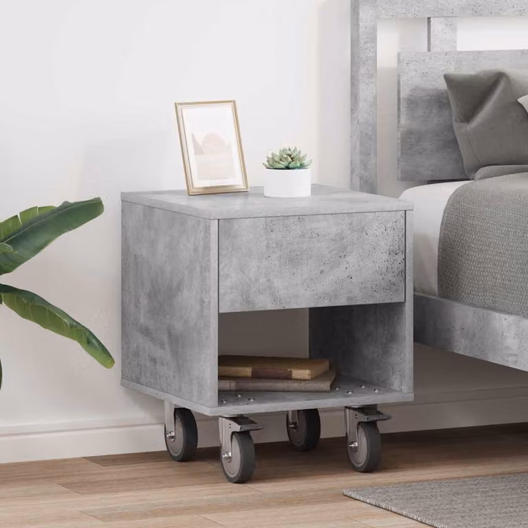 Set di 2 comodini moderni vidaXL in colore grigio cemento, L 40,5 cm x P 40 cm x H 48 cm