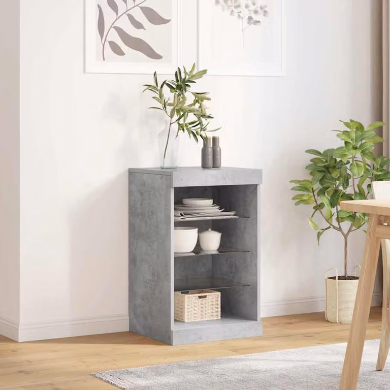 Credenza moderna vidaXL con luci LED in grigio, sospesa, L 41 x P 37 x H 67 cm