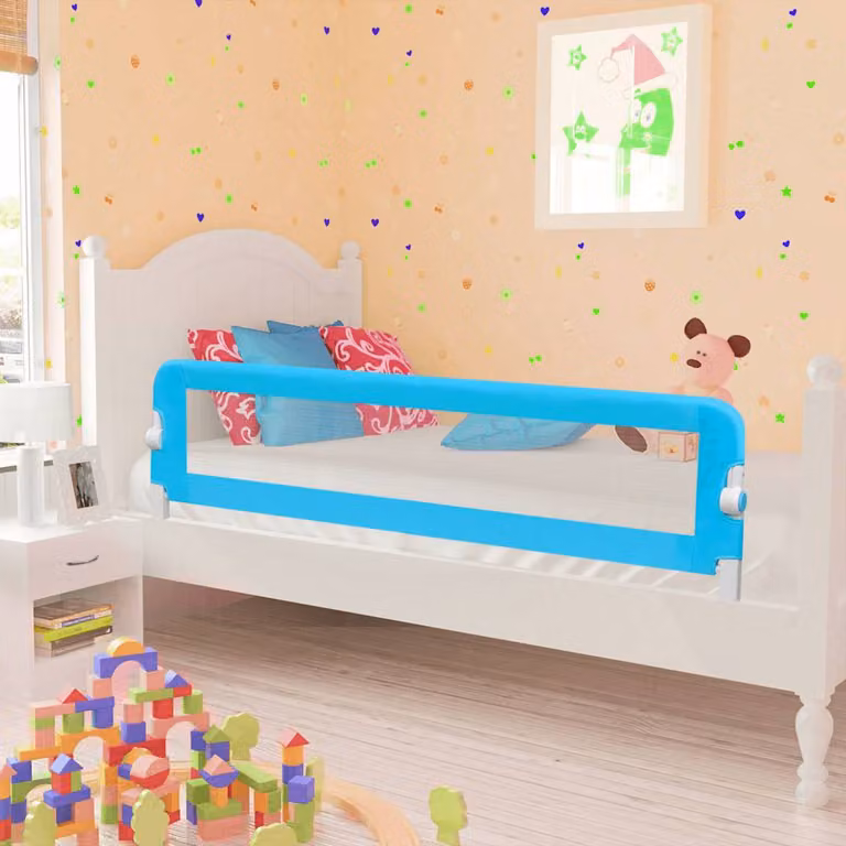 vidaXL Sponda di Sicurezza Pieghevole per Lettino Bambino, Blu, L: 150 cm, H: 42 cm, P: 36,5 cm