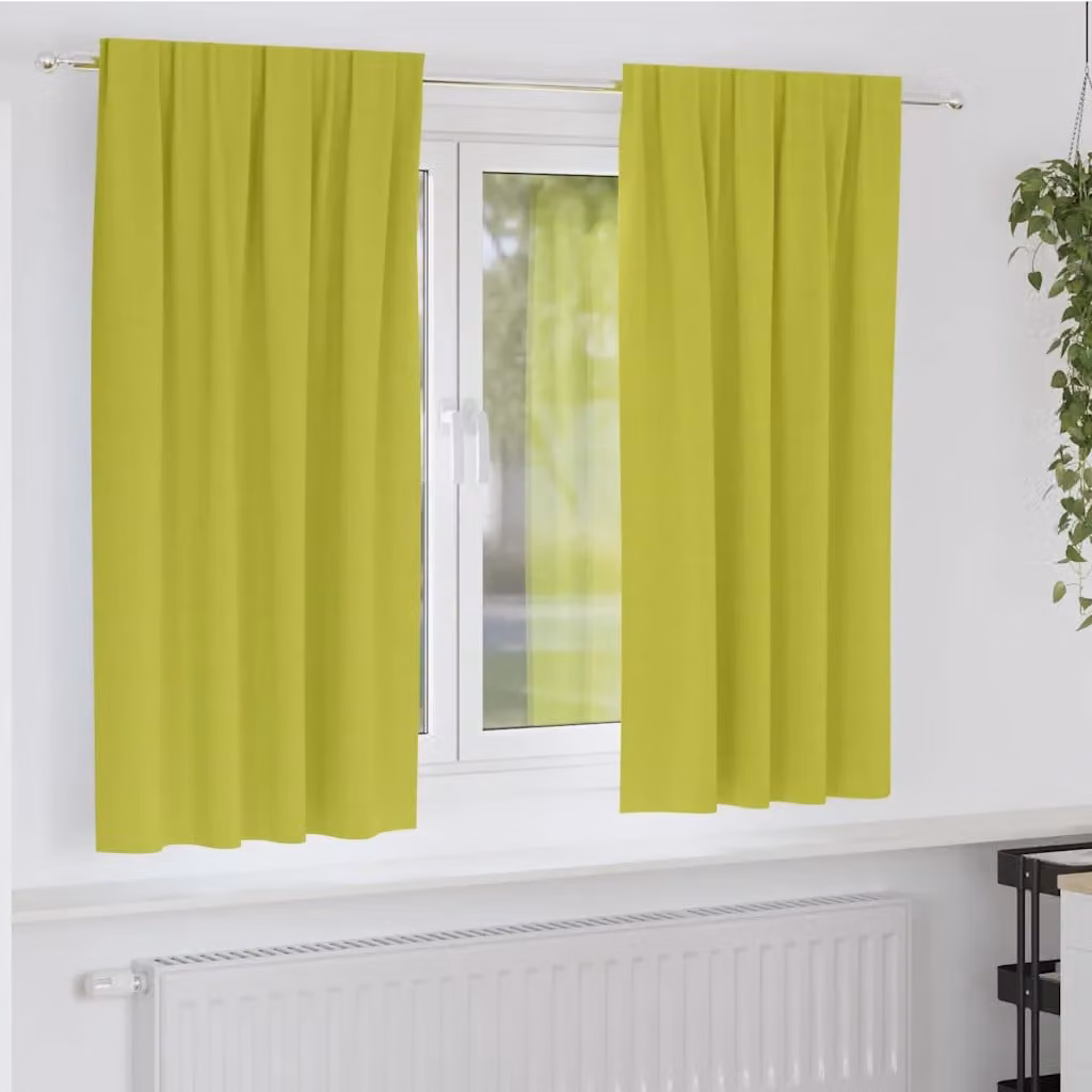 Set di 2 tende blackout vidaXL in poliestere con anelli, colore verde, L: 140 cm x H: 175 cm