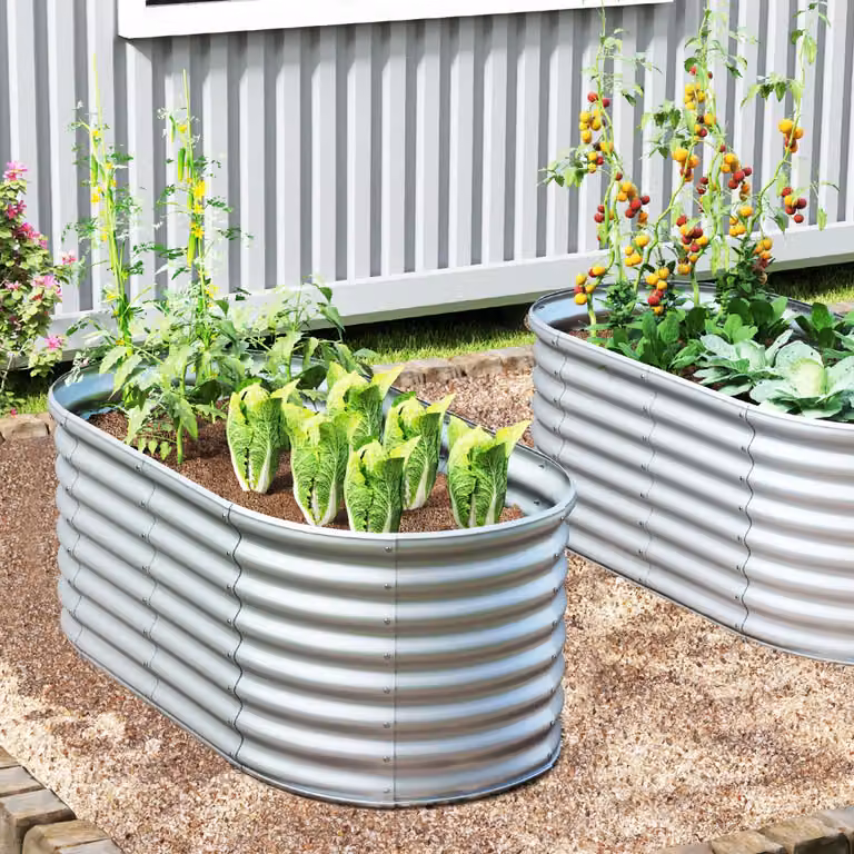 Fioriera circolare rialzata Costway in acciaio con design a fondo aperto, Altezza: 60 cm, Grigio