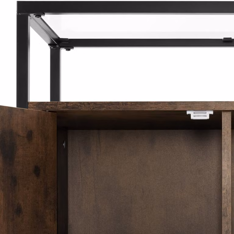 Cassettone Conventry TecTake in stile industriale color marrone con top in vetro e finitura opaca L: 70 cm, P: 38 cm, H: 80,5 cm
