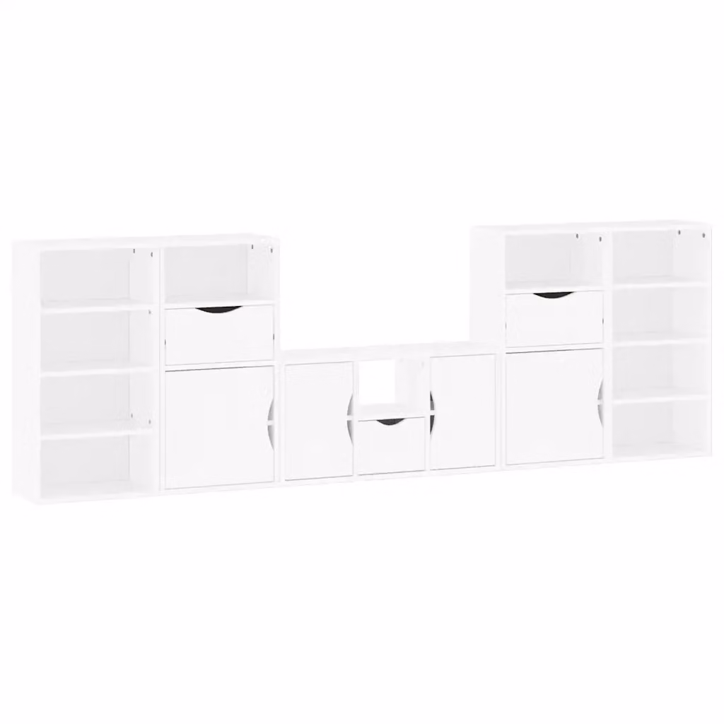 vidaXL Mobile TV 5 pz con Contenitore ODDA Bianco in Legno di Pino – 2