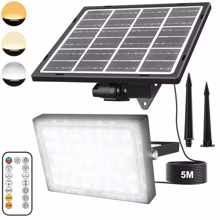 Faro solare a LED con 78 LED, telecomando, grado di protezione IP66, 3 modalità, regolabile