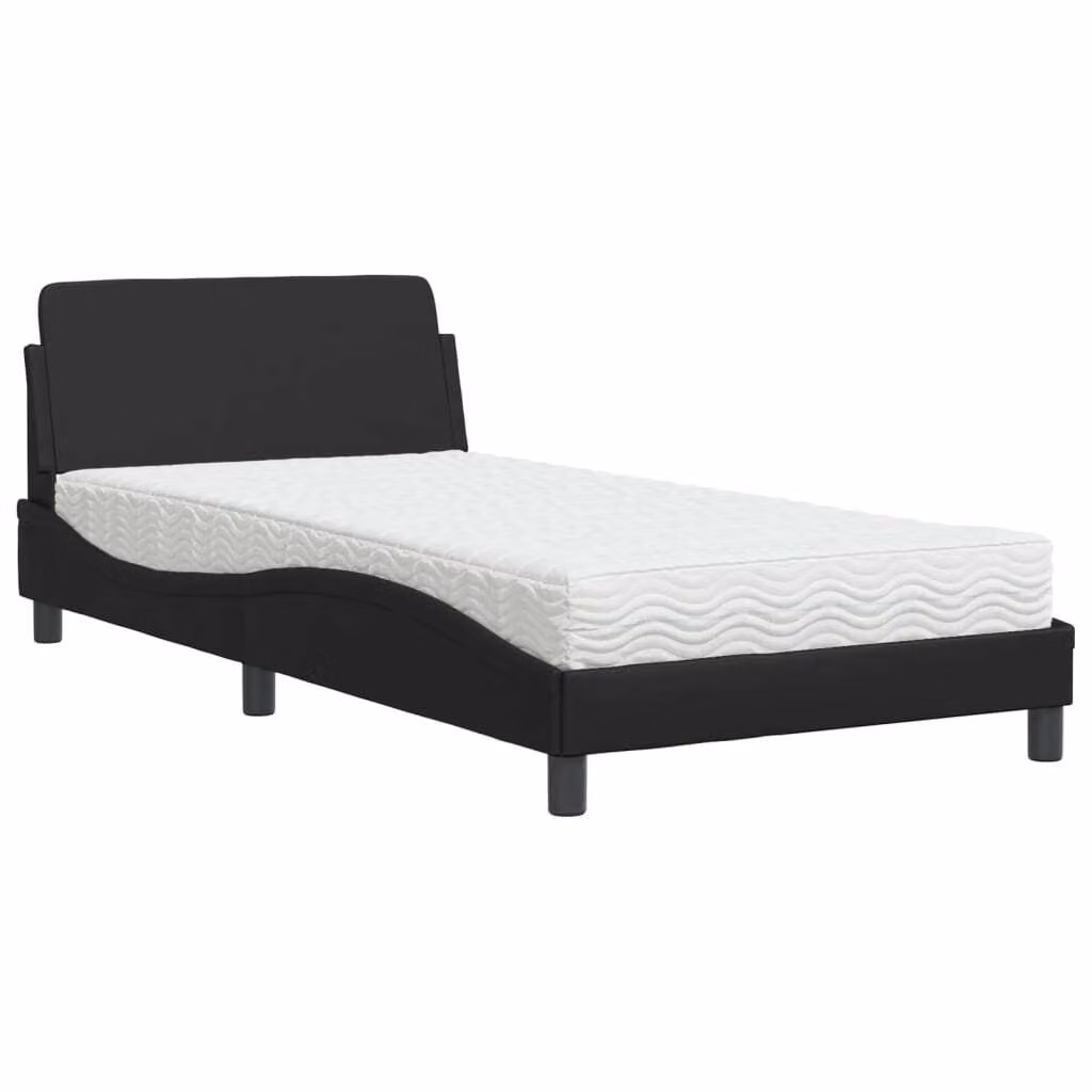Letto con Materasso Dover Nero 100x200 cm in Pelle finta