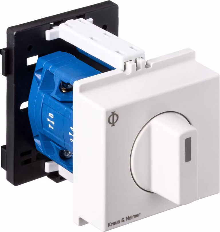 Interruttore Kraus & Naimer, 1 polo, 60°, fissaggio a scatto 45 mm, Ith=20 A, P=5,5 kW (AC3, 400 V CA), 2x2,5 mm², 1 pz.