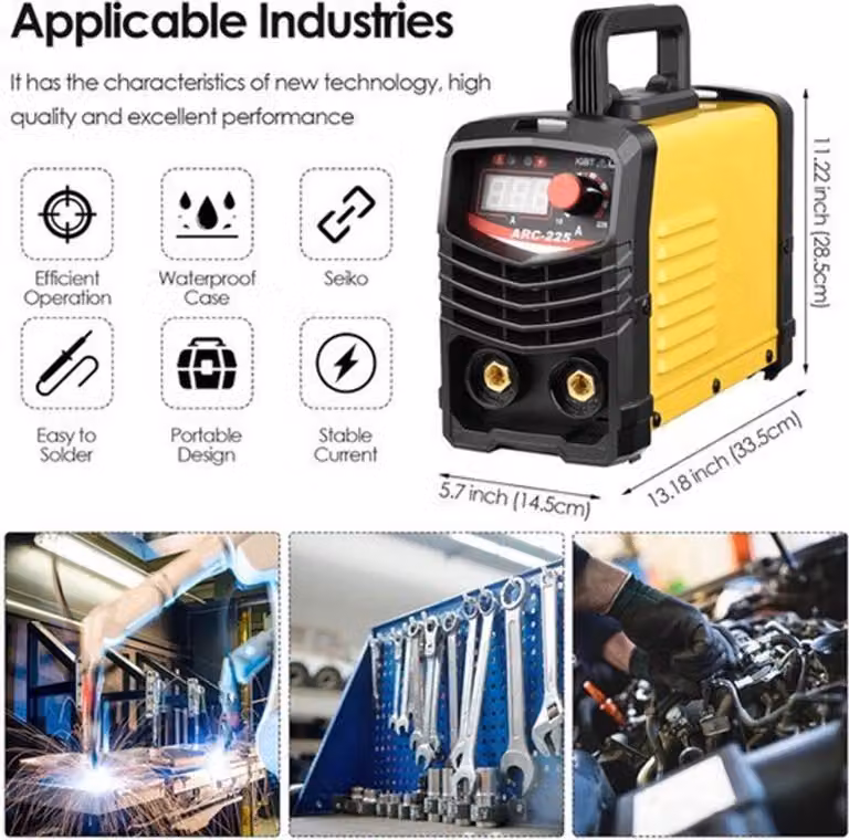 Saldatrice portatile - 225 A - 220 V - Adatta per saldatura MMA (ad arco) - Ideale per uso domestico e manutenzione