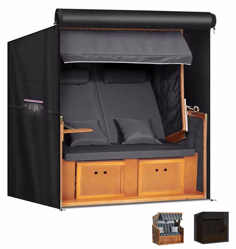 Copertura impermeabile per sdraio da spiaggia, modello XL, per 2-3 persone, realizzata in tessuto Oxford 420D, dimensioni 155x95x165/145 cm