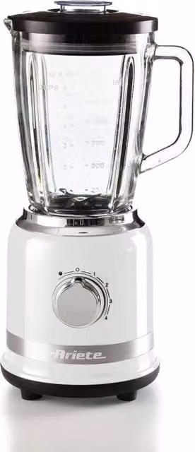 Frullatore Ariete Moderna 1000W con caraffa in vetro da 1,5 l, 4 velocità e 4 lame, Bianco – 1