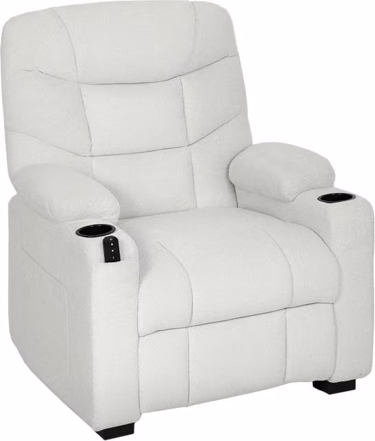 Poltrona Relax Elettrica 94x90x105 cm Reclinabile 150° con Poggiapiedi Funzione Memory Telecomando in Velluto Crema