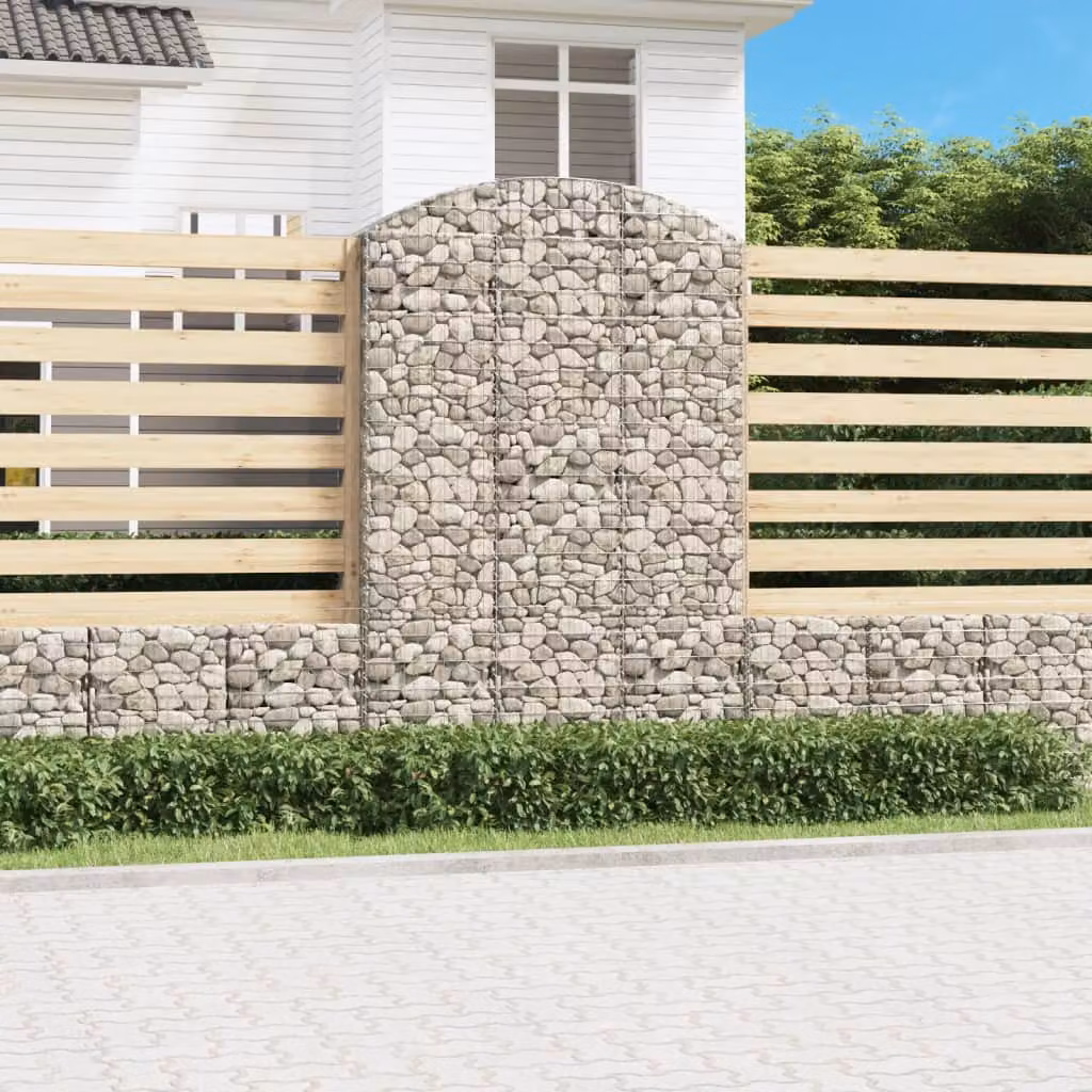Cesto Gabbione ad Arco vidaXL in Acciaio Zincato Grigio L: 150 cm, P: 50 cm, H: 220/240 cm