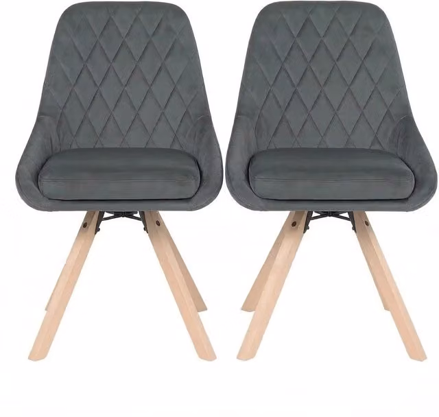 Set di 2 Sedie da Pranzo in Velluto con Gamba in Faggio 41x40x84 cm