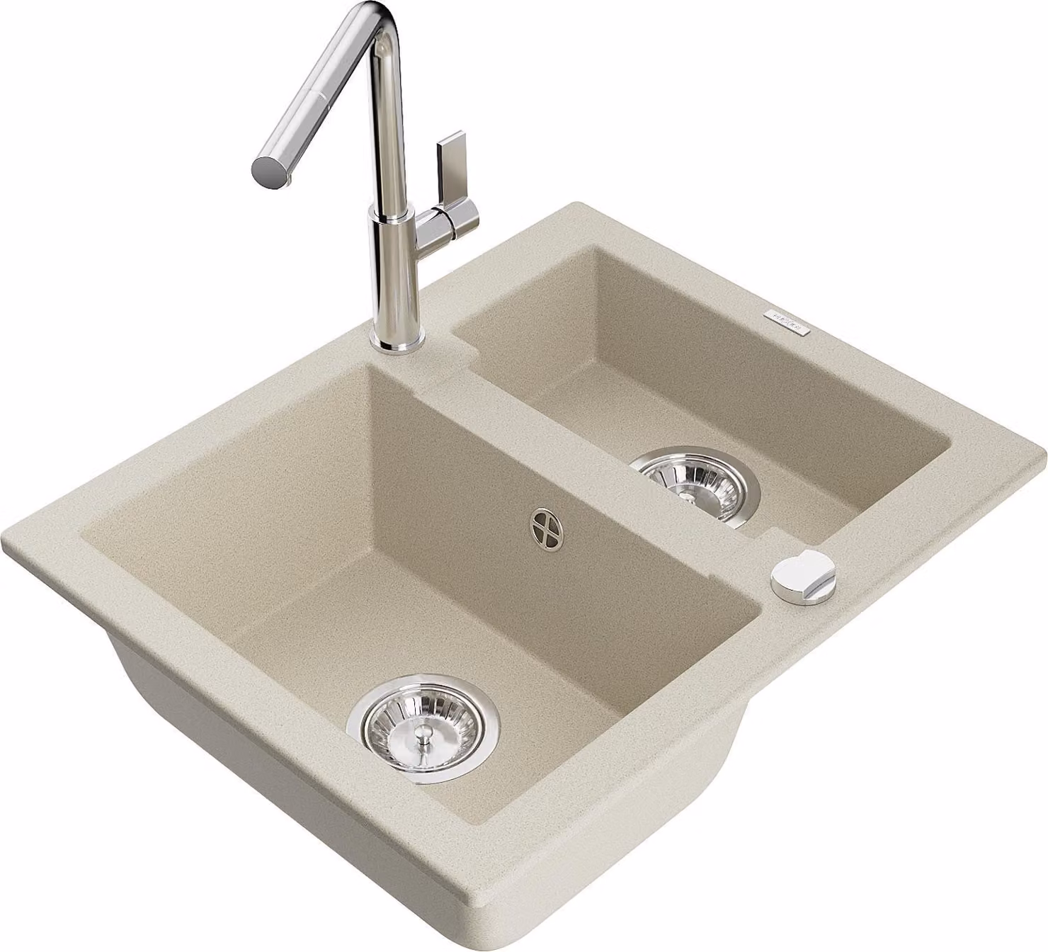 Mexen Carlos lavello in granito a 1,5 vasca con miscelatore da cucina Flora, beige - 6518-69-670401-00