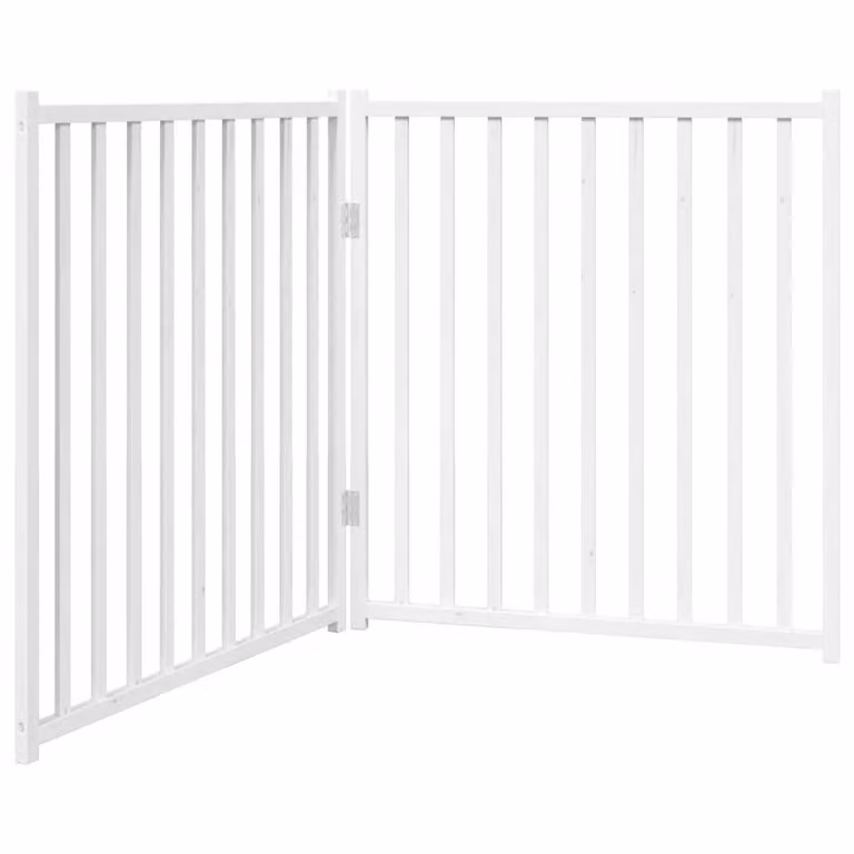 Cancello Cani Pieghevole 2 Pannelli Bianco 160cm Massello Abete