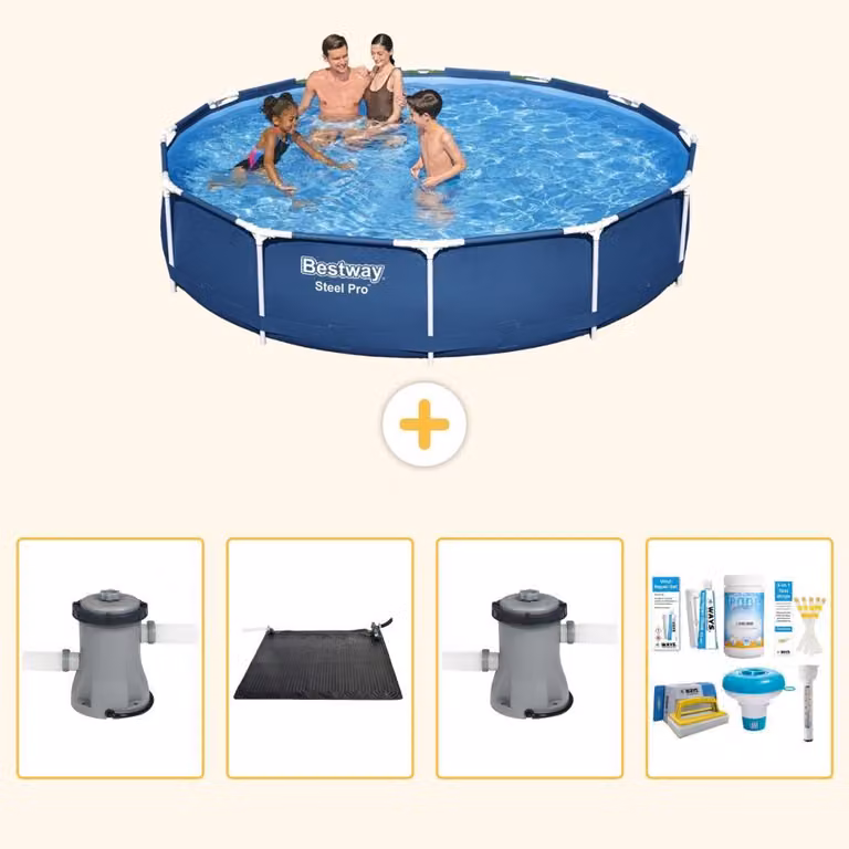 Bestway Steel Pro, piscina in acciaio, forma rotonda - 366x76 cm - composta da 5 parti, modello S22751