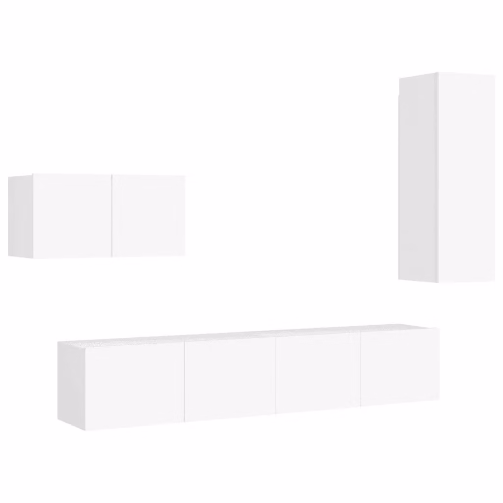 Set di 4 mobili porta TV vidaXL in legno multistrato bianco per soggiorno in stile minimalista e montaggio a parete – 2