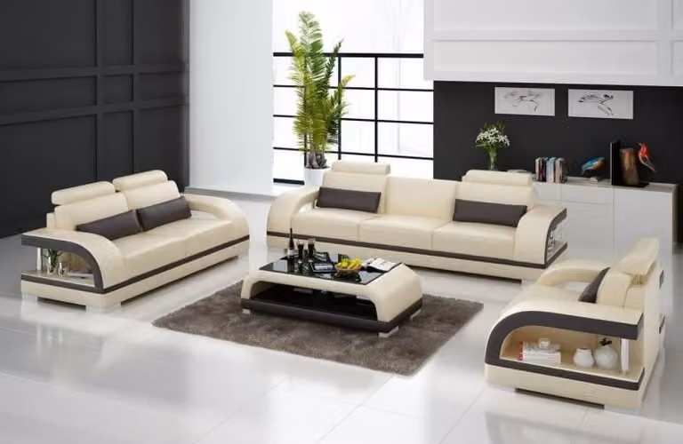 Designer Sofagarnitur Ledersofa mit USB Set 3+2+1 Garnitur Couch Sofa Garnituren