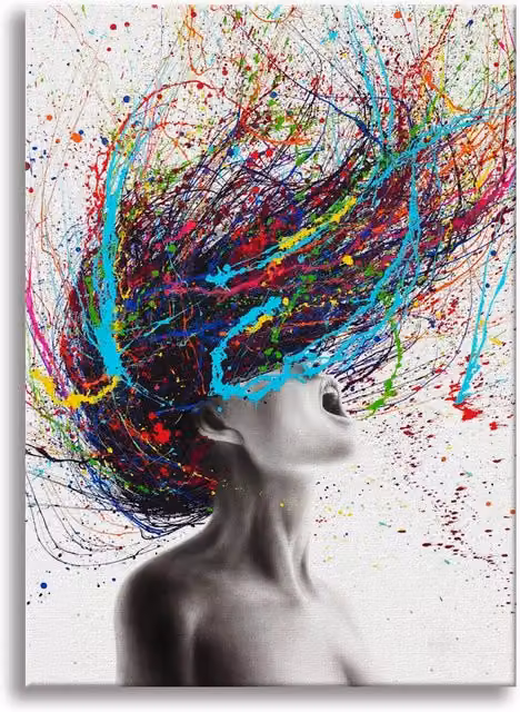 Quadro Canvas Contemporaneo Astratto Multicolore Signorbit L: 100 cm, H: 140 cm – 1