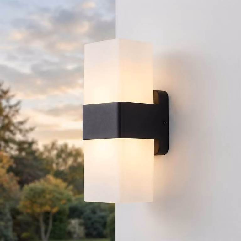 Lampada da parete esterna a LED, modello "up-down", grado di protezione IP44, dimensioni 20,5 cm, forma quadrata, luce bianco caldo (3000 K)