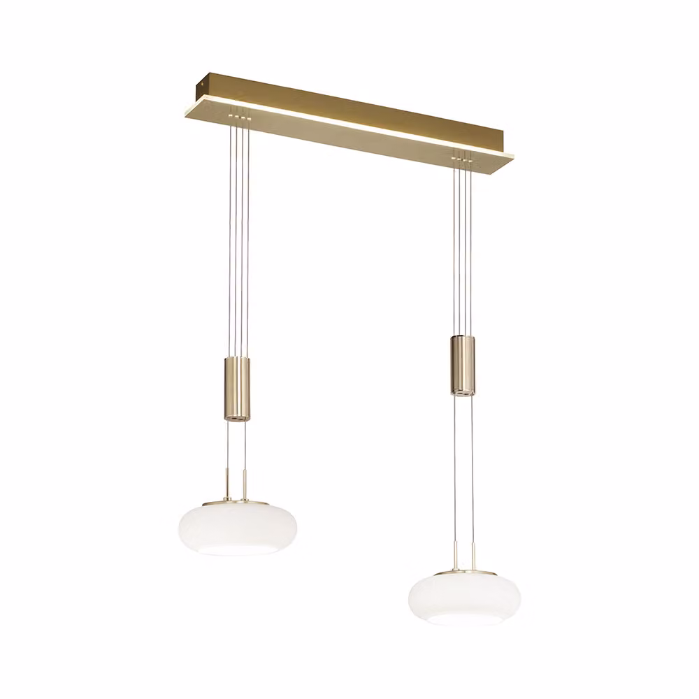 Paul Neuhaus Lampada a sospensione LED Q ETIENNE Smart Home dimmerabile telecomando regolabile in altezza CCT a sospensione ottone opaco soggiorno, sala da pranzo, cucina 2076-55, 2079-55, 2078-55, 2075-55, 2076-18, 2079-18, 2078-18, 2075-18, 2076-60, 207