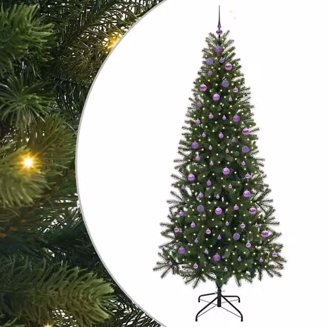 Albero di Natale | Decorazioni natalizie artificiale con 300 LED Verde 240 cm PE e PVC