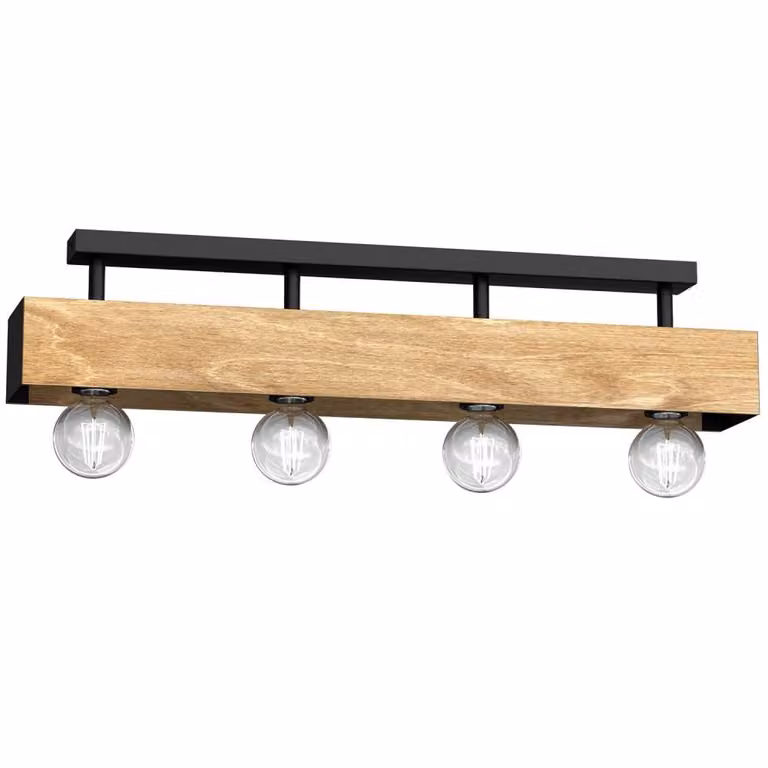 Lampada da soffitto a fascio di legno 76 cm quattro sfere di vetro Miluza 4xE27 15W Luminex