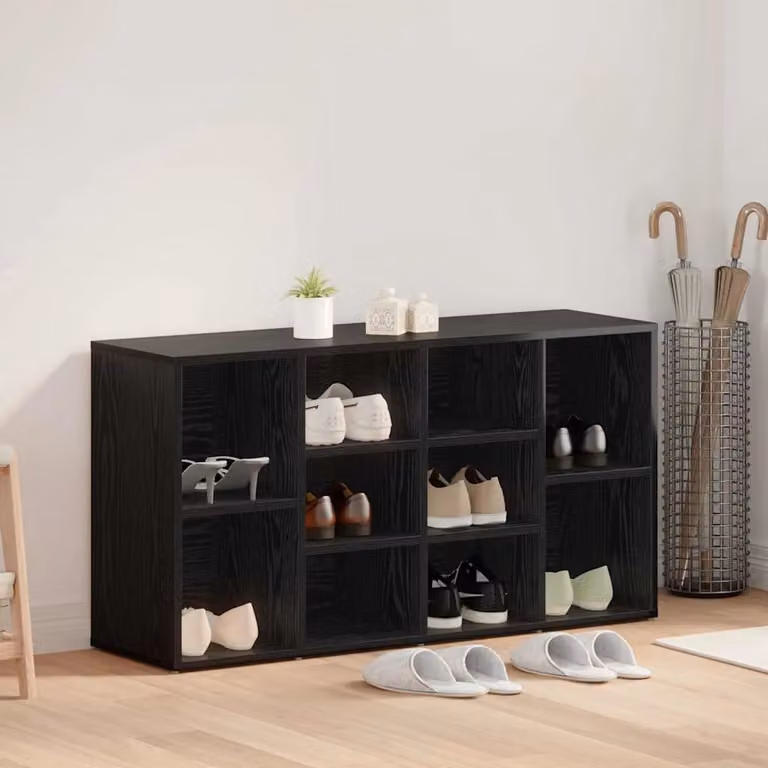 Panca porta scarpe moderna vidaXL in legno ingegnerizzato nero L 103 cm x P 30 cm x H 54,5 cm