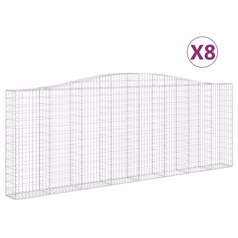 Cesti Gabbioni ad Arco 8 pz 400x30x140/160 cm Ferro Zincato