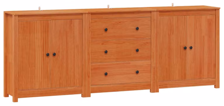 Credenza, 3 pezzi, color cera marrone, dimensioni 210 x 35 x 80 cm