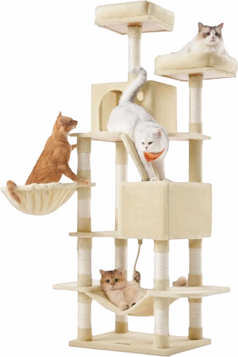 Albero per gatti – Torre attività – Albero da arrampicata – 13 superfici per grattare – 168 cm – 55 x 45 x 168 cm