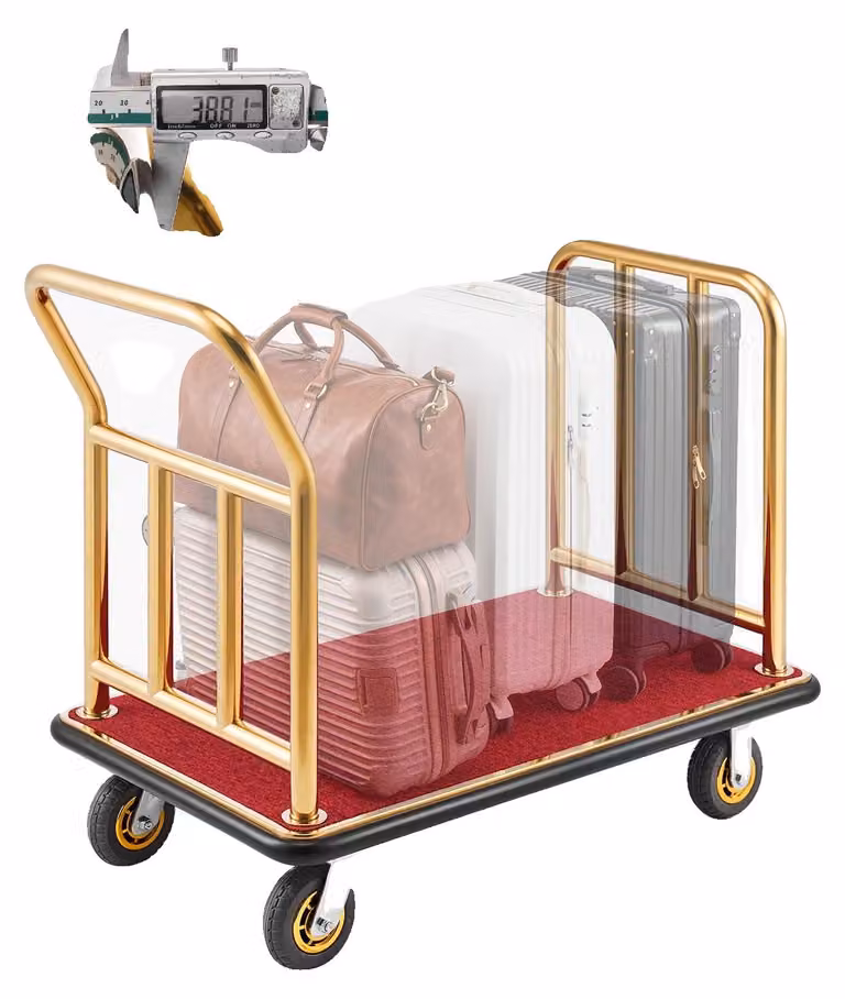 Carrello portabagagli, capacità di carico 340 kg, ruote in gomma resistenti, 750 libbre, 750 libbre
