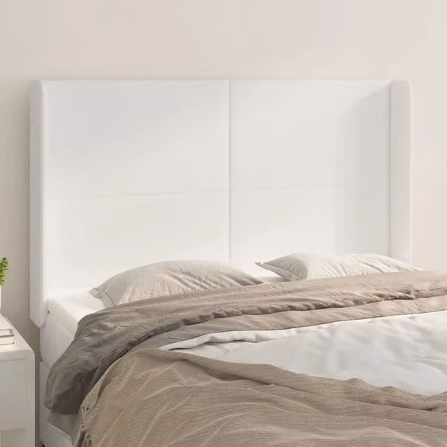 Testiera con Orecchie Design Mania in Similpelle Bianca L: 147 cm, P: 16 cm, H: 118/128 cm