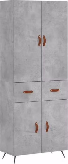 Credenza Buffet da pranzo in legno multistrato e metallo Grigio Cemento L: 69,5 cm, P: 34 cm, H: 180 cm