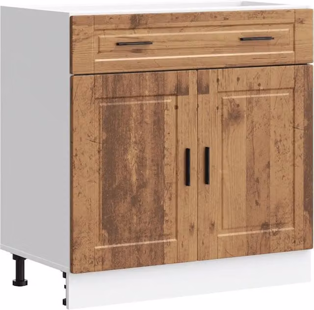 Mobile da cucina Porto HELLOSHOP26 in legno composito marrone con ante a battente stile moderno L: 80 cm, P: 46 cm, H: 81,5 cm