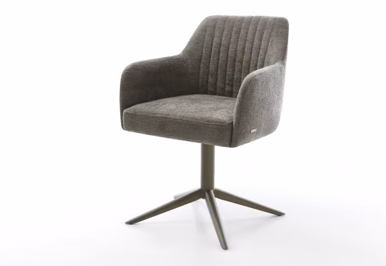 DELIFE sedia girevole Greg-Flex Bouclé Soft Mud effetto base finitura titanio funzione dondolo girevole a 360° nucleo a molle tascabili