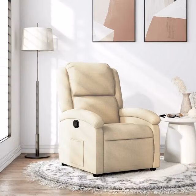 Poltrona Reclinabile Relax vidaXL in Tessuto Beige con Braccioli e Regolazione Manuale