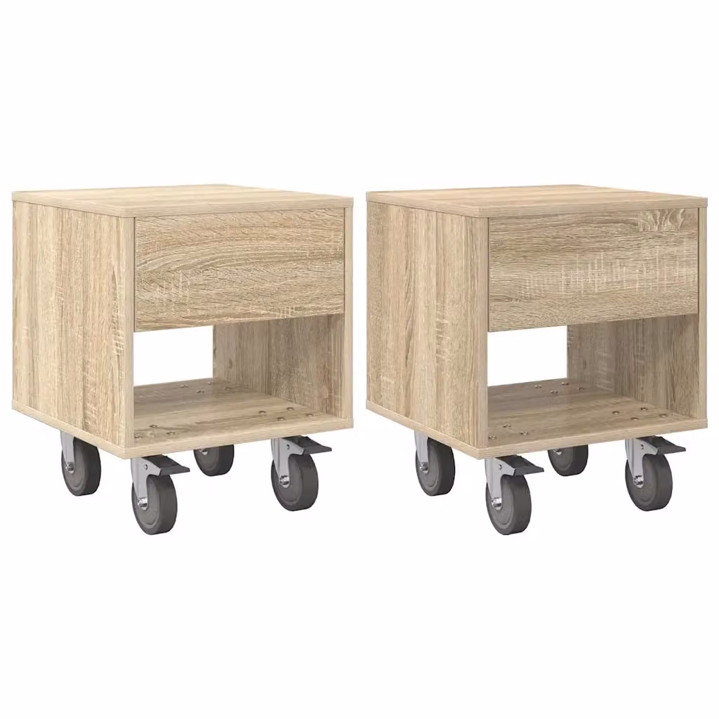 Set di 2 comodini moderni vidaXL in rovere, colore beige e marrone, L/P/H: 40,5 x 40 x 48 cm – 2