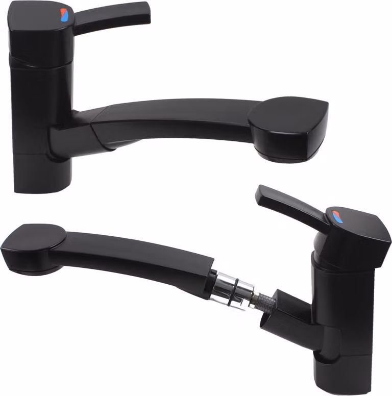 Rubinetto monocomando Capri con doccia estraibile + interruttore nero